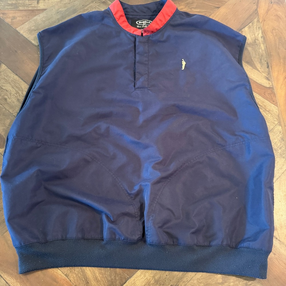 Austin Golf Tour Collection Sleeveless Pullover Vest Navy Red Collar Mens XL‎